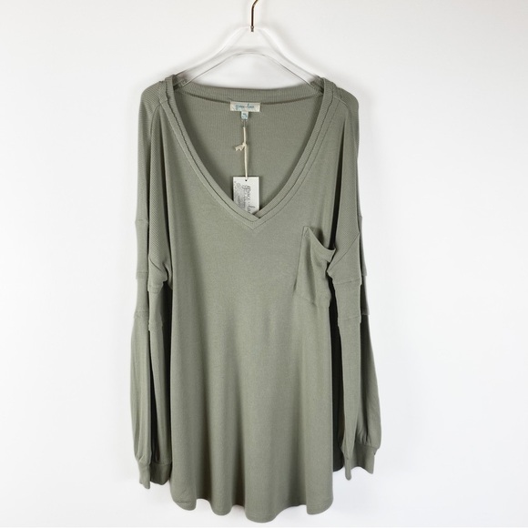 ✨🆕NWT GRACE & LACE Bellissimo Draped Waffle knit long sleeve top Womens size XL - Picture 9 of 12